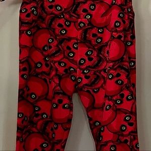 LulaRoe Halloween red skull leggings. OS.